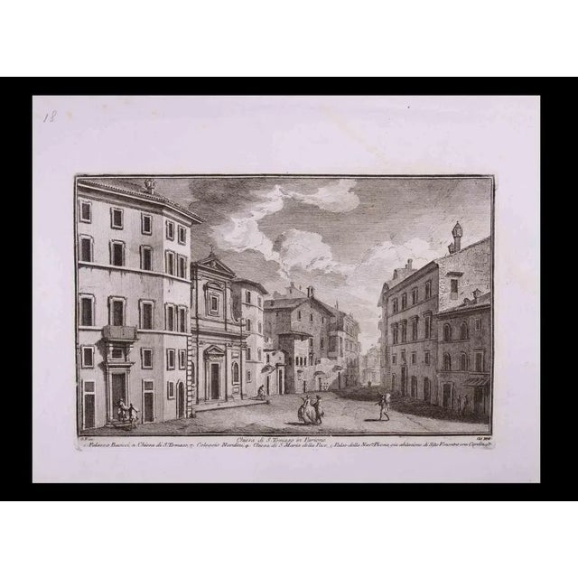 Chiesa di S. Tomaso in Parione is an original black and white etching of the Late 18th century realized by Giuseppe Vasi....