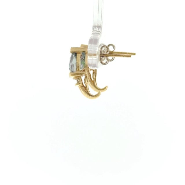 10k Yellow Gold Trilliant Synthetic Alexandrite & Diamond Pendant and Earring Set, 3 Pieces For Sale - Image 4 of 5
