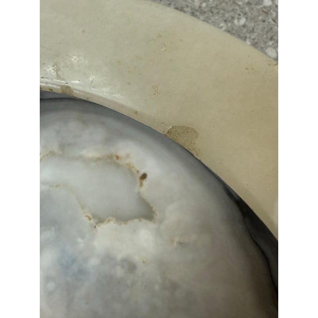 Large Round Vintage Ashtray, Vide Poche in White Onyx Marble in the Style of Angelo Mangiarotti, Italy, 1970s For Sale - Image 11 of 12
