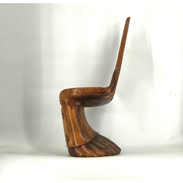 1970s Wooden Hand-Shaped Side Chair, 1970s For Sale - Image 5 of 9