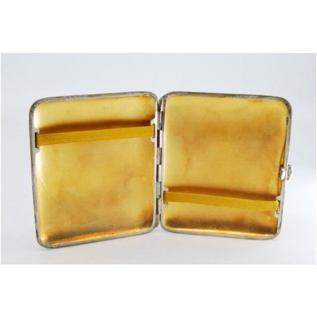 Silver Cigarette Case with High Relief on the Lid and Gold Interior. For Sale - Image 4 of 9