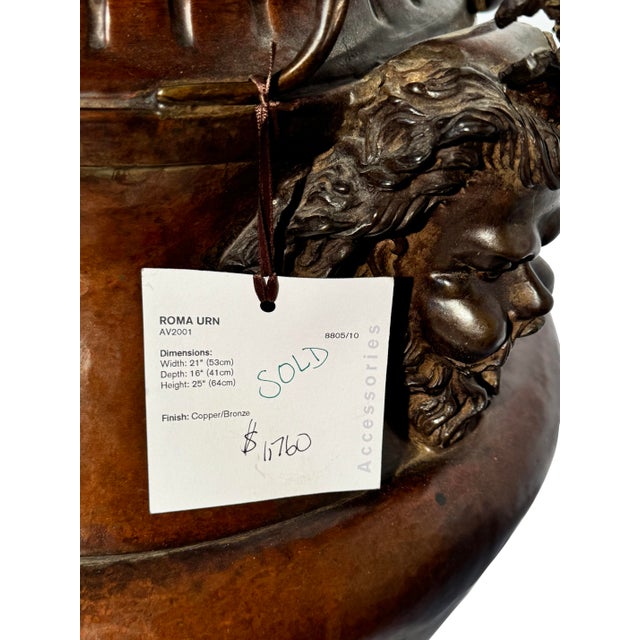 Brown Mid 20th Century Copper Urn For Sale - Image 8 of 9