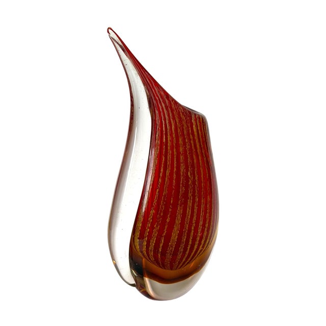 Art Glass Vase in Red and Gold From Monarch Glass Studio For Sale - Image 4 of 14