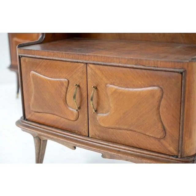 Mid-Century Italian Nightstands in Wood and Glass, 1950s, Set of 2 For Sale - Image 6 of 12