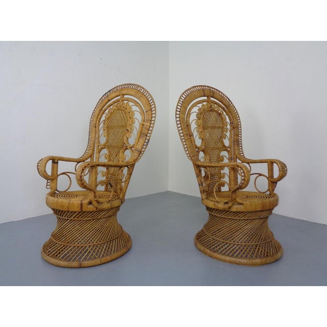 French Peacock Chairs & Table, 1960s, Set of 3 For Sale - Image 10 of 18