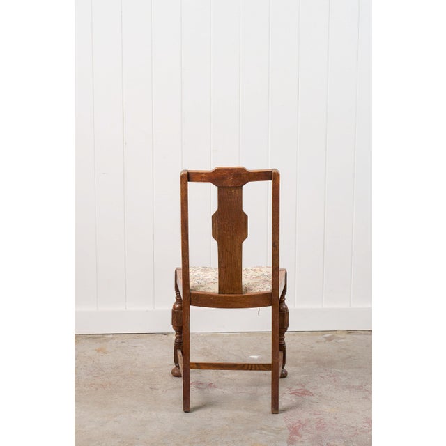 Antique English Oak Carved Back Chair For Sale - Image 4 of 10