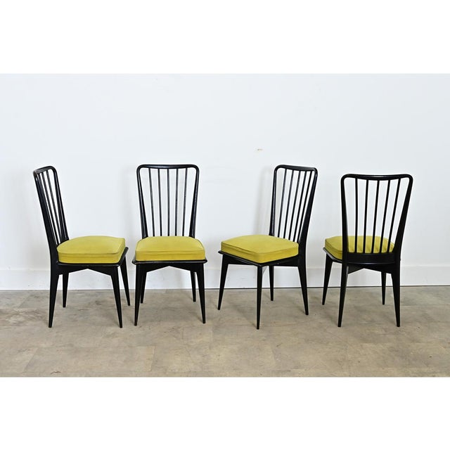French Set of Four Mid-Century Dining Chairs Attributed to Charles Ramos For Sale - Image 10 of 13