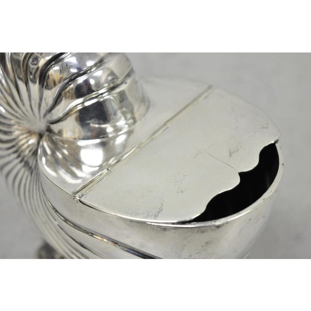 Antique Victorian Silver Plated Nautilus Figural Shell Form Spoon Warmer For Sale In Philadelphia - Image 6 of 15