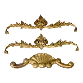 Vintage Cast Brass Neoclassical Gold Architectural Wall / Door, Window or Mantel Trim, Set of Three (3) For Sale
