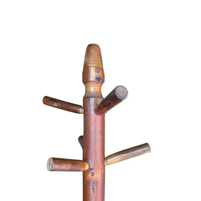 Early 20th Century Rare Adirondack Rustic Hickory Furniture Co Laporte Indiana Coat Hat Rack Hall Tree Original Label For Sale In West Palm - Image 6 of 12