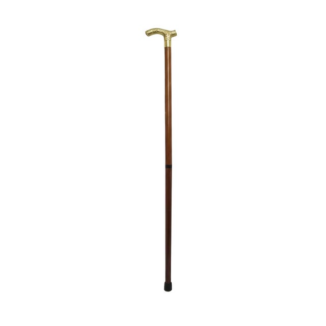 Victorian Floral Embossed Brass Walking Tippling Stick Cane W/Hidden Cork Screw For Sale - Image 4 of 11