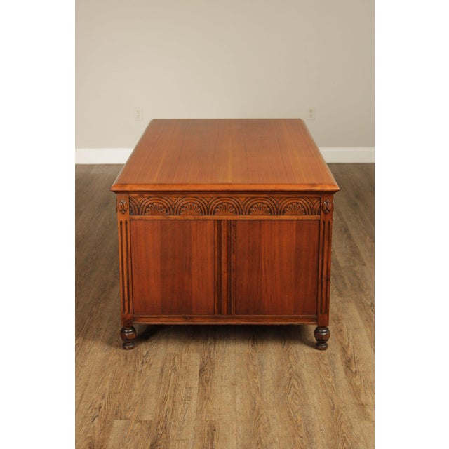 1930 Walnut Carved Pedestal Executive Desk with Pull-Out Writing Slides For Sale - Image 16 of 18