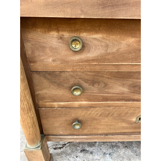 French 19th Century Empire Carrara Marble Top Bleached Mahogany Commode For Sale - Image 11 of 12