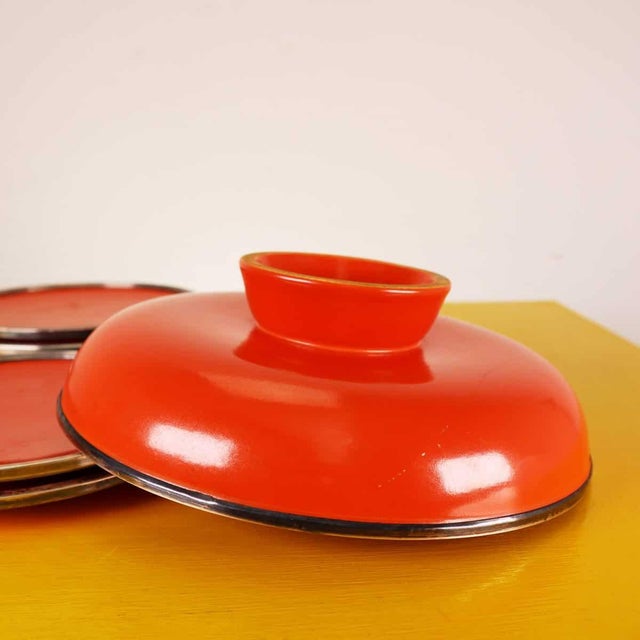 Vintage German Centerpiece with Plates from Karlsruhe, 1960s, Set of 6 For Sale - Image 9 of 13
