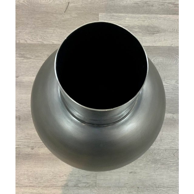 Modern Modern Large Bronze and Chrome Finished Vase For Sale - Image 3 of 3