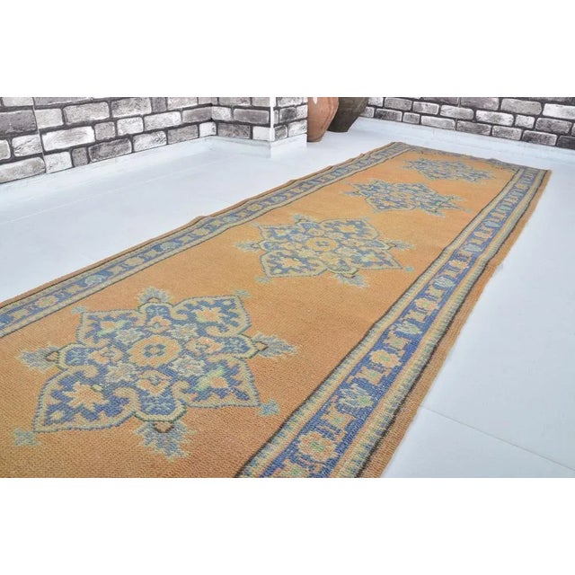 Oushak Handknotted Wool Runner Rug For Sale - Image 5 of 9
