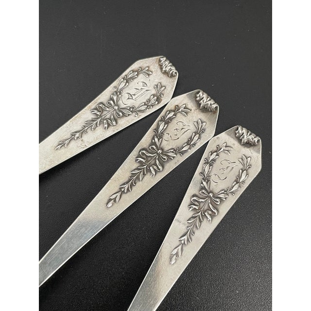 Gorham Manufacturing Company C. Preusser Jewel Co. Madam Jumel Sterling Five O'Clock Spoons With Mono I, Set of 3 For Sale - Image 4 of 9