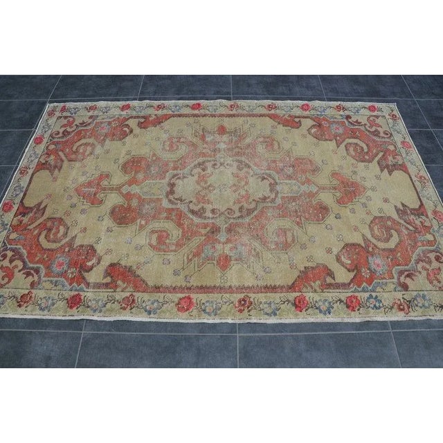 Vintage Floral Turkish Pastel Oushak Rug-4'7x7'3" For Sale - Image 4 of 11