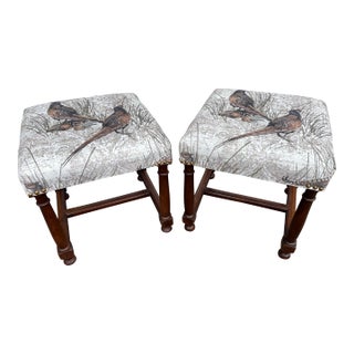 Newly Upholstered English Stools For Sale