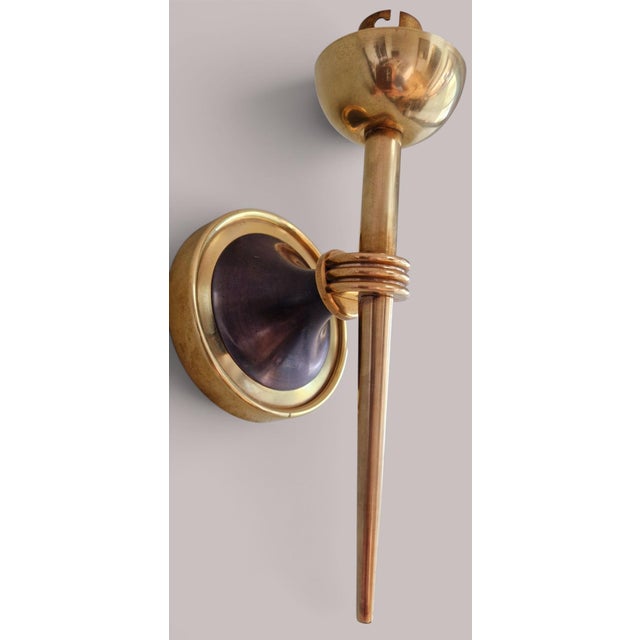 Vintage Wall Sconces in Brass and Opaline Glass from Arlus, 1950s, Set of 2 For Sale - Image 15 of 18