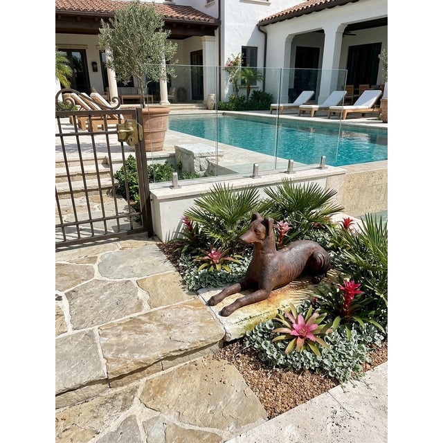 Sienna 1990s Antique-Style Reclining Greyhound/Whippet Cast Iron Garden Statue For Sale - Image 8 of 12