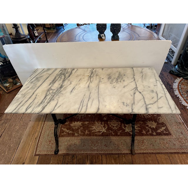 Classic Marble and Iron Bistro Table For Sale - Image 4 of 12