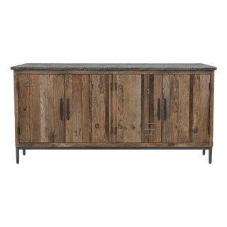 Rustic Stone Top Salvaged Farm Sideboard For Sale
