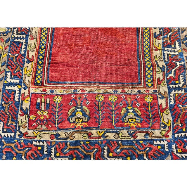 19th Century Anatolian Ladik Prayer Area Rug, Handwoven, Red & Yellow, 5' x 7' For Sale - Image 12 of 15