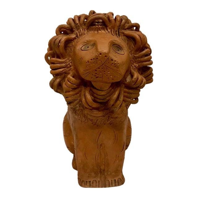 Aldo Londi (1911-2003) Vintage Pottery Lion Sculpture Created for Bitossi Raymor For Sale