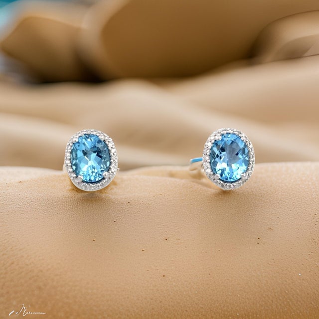 2010s Natural Topaz Diamond Stud Earrings 14k W Gold 6.98 TCW Certified For Sale - Image 5 of 17