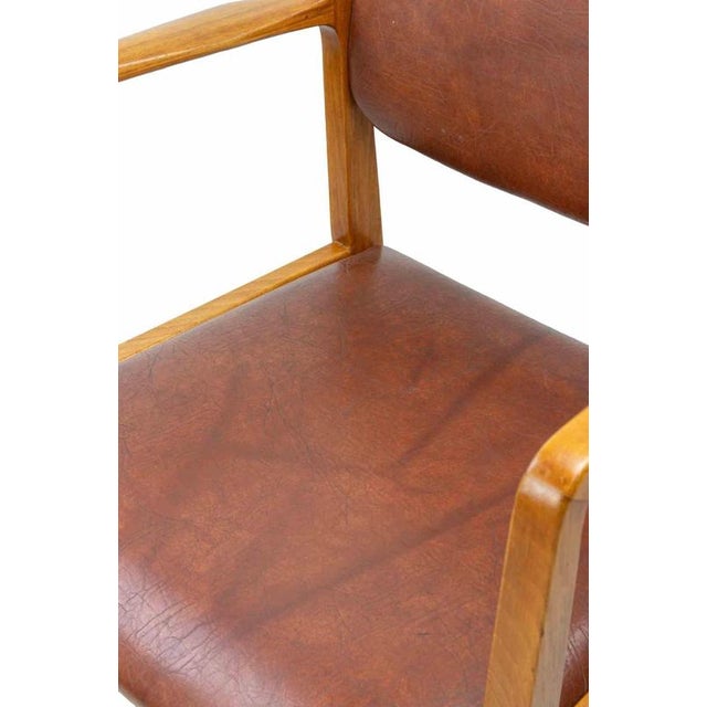 Vintage Italian Chairs in Mahogany Wood and Leather, 1950s, Set of 2 For Sale - Image 4 of 10