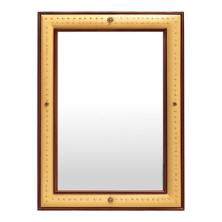 Vintage Seagrass Studded Wood Floor Mirror For Sale
