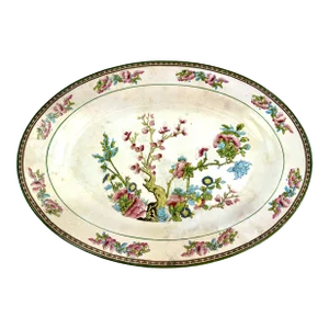 Antique Knowles, Taylor & Knowles Floral Oval Platter With Crazing