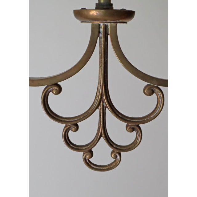 Art Nouveau Brass and Glass Hanging Lamp, 1920s For Sale - Image 6 of 14