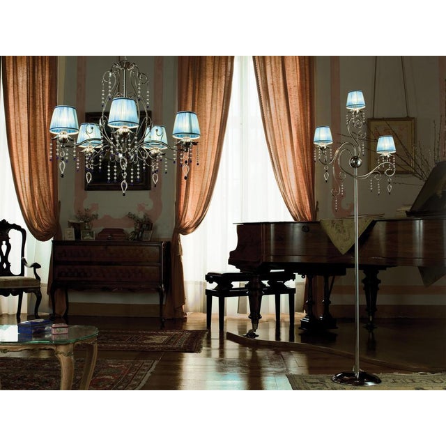 Fenice Crystal 3 Lights Floor Lamp in Polished Chrome and Glass by Aggiolight For Sale - Image 6 of 7