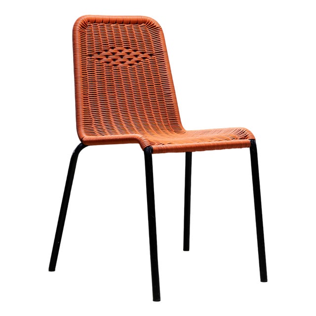 Orange Braided Cable Outdoor Chair, 1960s For Sale