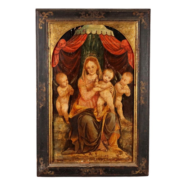 Brent Hallard, Madonna with Child and Angels, Acrylic on Canvas For Sale