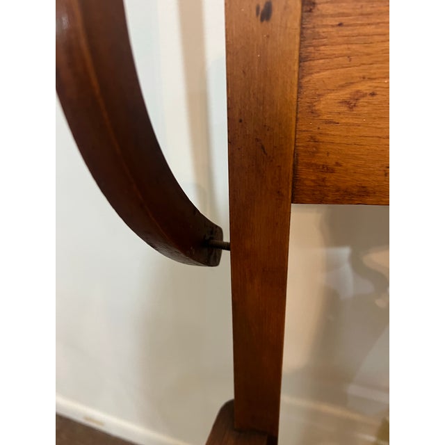 American Early American Oak Mission Style Folk Art Wooden High Chair For Sale - Image 3 of 12