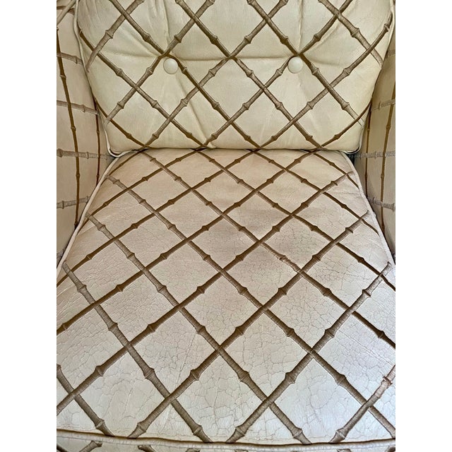 Beige Late 20th Century Art Deco Oxford Ltd. Chair With Embroidered Leather For Sale - Image 8 of 12