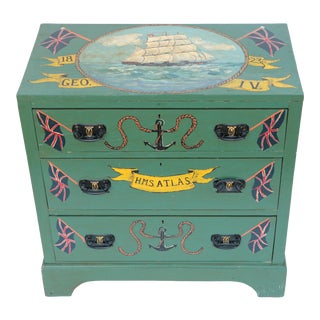 Painted Naval Campaign Style Chest of Drawers For Sale