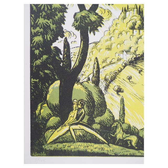 Robert Bonfils, The Oath, 1920, Original Woodcut For Sale