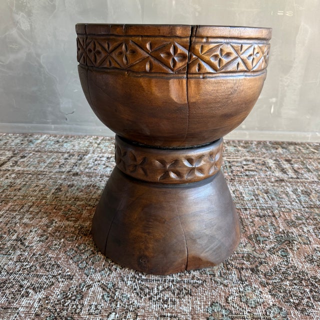 Late 20th Century Hand Carved Side Table With Carvings Made From Solid Walnut For Sale - Image 4 of 8