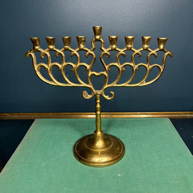 Vintage brass Menorah candle holder. Nice vintage condition