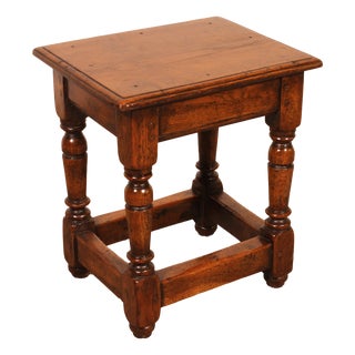English Oak Stool, 19th Century For Sale