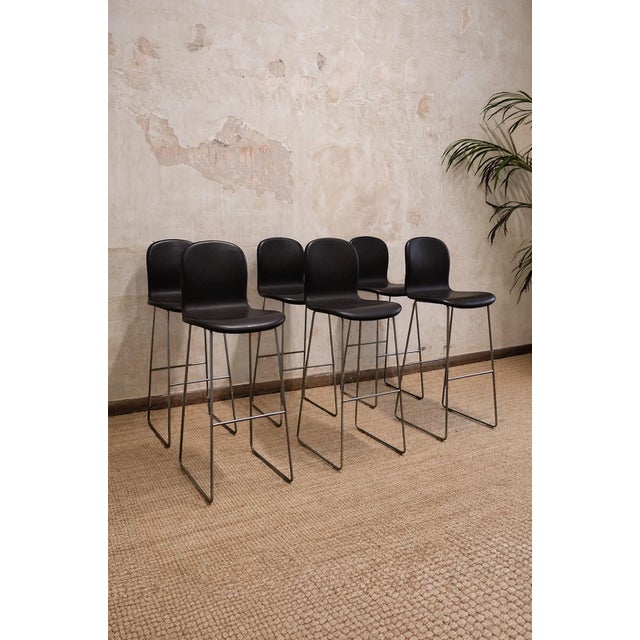 Metal Tate Bar Stools by Jasper Morrison for Cappellini, Set of 6 For Sale - Image 7 of 7