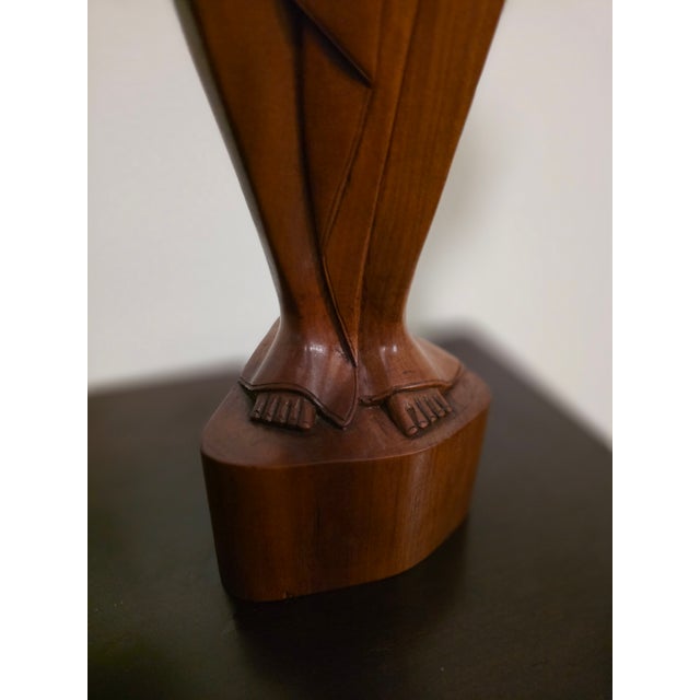 Vintage 21" Balinese Modernist "Lone Warrior" Wood Sculpture – Klungkung School For Sale - Image 11 of 12