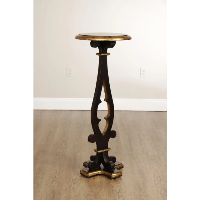 Vintage Ebonized and Partial Gilt Pair of Pedestal Plant Stands For Sale - Image 4 of 12