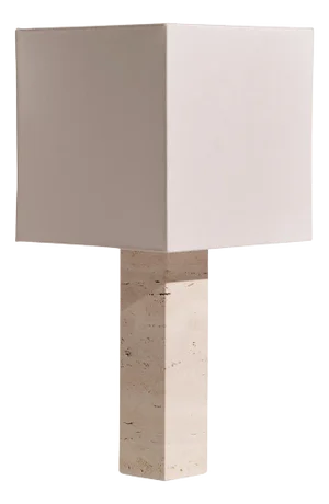 White Travertine Large Roma 1 Square Table Lamp by Nassi
