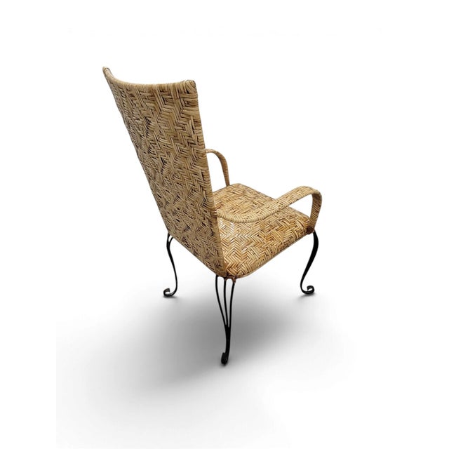 Late 20th Century French Bistro Style Wrought Iron & Maze-Woven Rattan Dining Suite, 5 Pc Set For Sale - Image 9 of 18