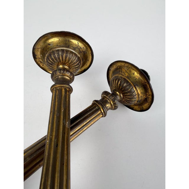 Italian Baroque Style Church Candlesticks in Gilt Bronze, Set of 2 For Sale - Image 13 of 17
